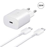 Chargeur Rapide 25W USB-C + Câble USB-C vers USB-C pour Samsung Galaxy Tab A9 8.7" Couleur Blanc - Yuan Yuan -