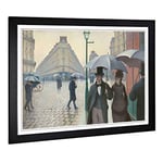 Big Box Art Framed Print of Gustave Caillebotte Paris Street on a Rainy Day Design | Wall Art Picture| Home Decor for Kitchen, Living Room, Bedroom, Hallway, Black, A2 / 24.5x18 Inch / 62x45cm