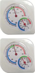 Lot De 2 Thermomètres Avec Hygromètre Analogique, Température Et Humidité Pour L'Intérieur Et L'Extérieur, 7,5 X 7,5 Cm, Affichage De La Température De -20 À +50 °C, Blanc