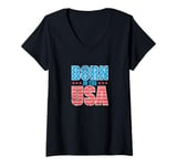 Womens Born in the USA Stars V-Neck T-Shirt