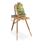 relaxdays Valise chevalet en Bois, pour Adultes, Hauteur et Inclinaison réglables, Portable, Taille XL tiroir, Nature.