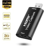 Cartes de capture audio vidéo, HDMI Video Capture Card Streaming HDMI vers USB2.0 Enregistrement via DSLR Caméras d\action livré