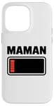 Coque pour iPhone 14 Pro Max drole Femme fatiguée, maman, faible charge de batterie