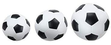 Lena 62161 - Soft balles de Sport Set de 3 Motifs Football, Noir/Blanc, Taille balles Souples 7 cm, 9 cm et 14 cm, dans Un Filet, balles de Jeu pour Enfants à partir de 1 an