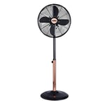 Tower T643000B Cavaletto 16” Metal Pedestal Fan with 3 Speed Settings and Copper Motor, 50W, Rose Gold and Black