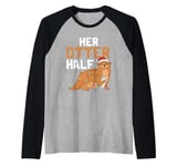 Her Otter Half Matching Christmas Couples Xmas Funny Otter Raglan Baseball Tee