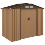 Outsunny Abri de Jardin 2,5 m² - Remise pour Outils avec Fondation - cabanon Porte verrouillable - dim. 213L x 130l x 185H cm - tôle d'acier Kaki