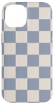 Coque pour iPhone 14 Motif damier bleu clair-gris et crème