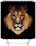 Black Lion suihkuverho kylpyhuoneeseen, kangaskylpyhuonesarja, 12 kpl koukkuja (72''L x 72''L)