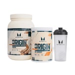 Origin Bundle - Protein - Caramelised Biscuit - Pre-Workout - Orange Mango Soda - Shaker