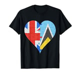 British St Lucian Flag Heart T-Shirt