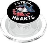 Cool Shark I Steal Hearts Valentines Day Funny Shark Boy Kid PopSockets PopGrip for MagSafe