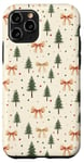 Coque pour iPhone 11 Pro Sapin de Noël vintage et nœud Coquette beige et vert Kelly