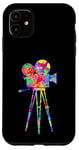 Coque pour iPhone 11 Caméra vidéo Arc-en-ciel Art Splatter Film Lover Design