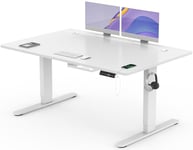 Devoko Bureau Assis Debout Électrique 140×80cm, Bureau Électrique avec Chargeur USB, Organiseur de Câbles et 3 Positions Mémorisables, Bureau Réglable en Hauteur (140×80cm,Blanc)