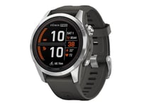 Garmin Fenix 7S Pro - Solar Edition - 42 Mm - Fiberforsterket Polymer - Ja Smartklokke Med Bånd - Silikon - Grafitt - Håndleddstørrelse: 108-182 Mm - Display 1.2" - 32 Gb - Bluetooth, Wi-Fi, Ant+ - 63 G - Sølv