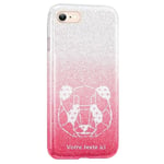 Coque Iphone 7 et 8 et SE 2020 paillettes rose tie panda blanc personnalisee