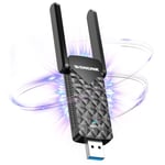 WONLINK Clé WiFi 6 Puissante, 2024 Nouveau Clef WiFi USB 3.0, Adaptateur Réseau sans Fil Bi-Bande 5 G / 2.4 GHz, AX1800 Cle USB WiFi pour PC, MU-MIMO, WPA3, Dongle WiFi Compatible avec Windows 11/10