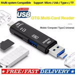 Type C Micro USB & USB2 SD TF Card Reader 3 in 1 OTG Adapter For Samsung iPhone