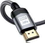 Cable Hdmi 4K 1.5M Cable Hdmi 2.0 Haute Vitesse Par Ethernet En Nylon Tresse Supporte 4K@60Hz 2K@144Hz 3D/Hdr Retour Audio-Cordon Hdmi Pour Lecteur Blu-Ray/Tv 4K Ultra Hd/Ecran-Gris