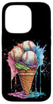 Coque pour iPhone 14 Pro Ice Cream Baseball – Cône de glace mignon tenant des balles de baseball