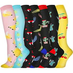 Chaussettes de Compression, (7 paires) pour Hommes et Femmes 15-20 mmHg, idéales pour L'athlétisme, la Course, les voyages en avion, le Soutien (L/XL, Multicoloured 09)