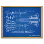 SR-71 Blackbird Habu Us Aircraft Spy Plane Blueprint Plan Illustration Art Print Framed Poster Wall Decor 12x16 inch