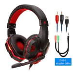 Casque de jeu filaire a lumiere LED professionnel avec microphone pour ordinateur PS4 PS5 Xbox Bass Stereo PC Gaming Headset Gifts-BlackRed with Light