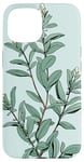 iPhone 15 Leaves Botanical Plant Line Art Sage Green Wildflower Floral Case