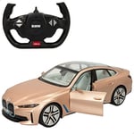 RASTAR ColorBaby 46977 Voiture télécommandée BMW i4 Doré à l'échelle 1:14, Design Attractif, Voitures pour Enfants et Adultes, Jouets radiocommandés pour Enfants