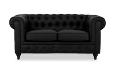 Chesterfield Lyx 2-seters Sofa Kunstlær - Svart Skinnsofaer Grå,Svart Manor House