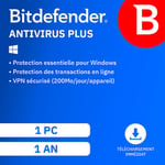 Bitdefender Antivirus Plus 2024 - 1 PC - Renouvellement 2 ans