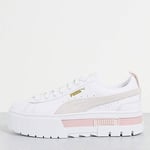 Puma Mayze Platform trainers in white oatmeal and pink