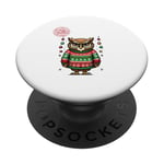 Pull Moche de Noël Hibou Festif avec guirlandes de Noël PopSockets PopGrip Adhésif