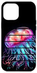 Coque pour iPhone 15 Pro Max Méduse lumineuse arc-en-ciel rétro - Créature de la mer profonde