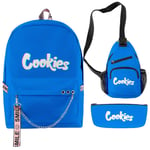 YANGPP Cookie 3D Digital Letter Printing Set Sac À Dos Sac D'École Messenger Bag Pen Case-11, Taille Libre