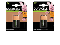 2 x Duracell 9V PP3 Block 170 mAh Rechargeable Batteries HR22 6LR61 HR9V DC1604