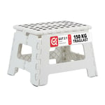 Relaxdays - Tabouret pliant m, portable, de voyage, escabeau de salle de bain, 120 kg, plastique, 22 cm de haut, blanc