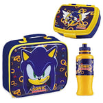 SONIC THE HEDGEHOG Lunch Box Enfant Ensemble 3 Pcs Sac Isotherme Repas Enfant Boite à Gouter et Gourde Enfant Dejeuner Gouter Pique Nique Accessoires Officiels