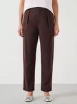 HUSH Ruby Cotton Pleat Trousers, Chocolate