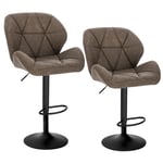 WOLTU BH287dbr-2 Lot de 2 Tabouret de Bar réglable en Hauteur Chaise Haute pour Bar avec Dossier siège rembouré en Similicuir Pied en métal,Brun Foncé