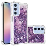 SKALO Samsung A16 Juoksuhiekka Glitter Sydämet TPU kuori - Violetti