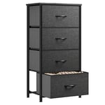 YITAHOME Commode pour Chambre à Coucher, Commode à 4 Tiroirs en Tissu Meuble de Rangement avec Dessus en Bois et Grand Espace de Rangement Chambre à Coucher, Salon, Chambre d'enfant, Gris Noir