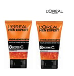 L'Oreal Men Expert Hydra Energetic Multi-Action 8 Detox Foam 100ml x 2