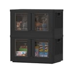 FLEXISPOT ST Boîte de Rangement en Plastique 72Lx2, Grande Armoire de Rangement Pliante, Caisse de Rangement Cuisine Empilable, Boîte de Rangement Pliable pour Jouets, Vêtements, Noir