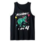 4. Birthday Boy Dinosaur I am 4 Tank Top