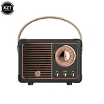 (Musta) Mini Langaton Vintage Bluetooth-kaiuttimet Creative Vintage FM-radio Kannettava USB-ladattava kaiuttimet Matkamusiikkisoitin 라디오