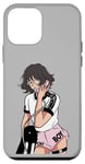 Coque pour iPhone 12 mini Fille cool aux cheveux courts ondulés, jolie fille anime sur le téléphone