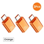 10a Usb3.0 Otg Adaptateur Type-C Adaptateur Connecteur Convertisseur Pour Macbook Pro Air Samsung Xiaomi Ordinateur Portable Usb-C Adaptateur Tipo C - Type Orange U-C 3pcs