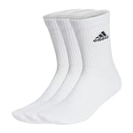 adidas Unisex Cushioned Crew Socks 3 Pairs, White / Black, 10.5-12.5